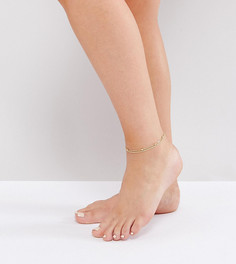 2 браслета на ногу из шнурка и шариковой цепочки ASOS - Золотой