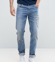 Синие эластичные джинсы слим с рваной отделкой ASOS TALL - Синий
