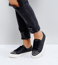 Кроссовки для широкой стопы на шнуровке с заклепками ASOS DANGEROUS - Черный