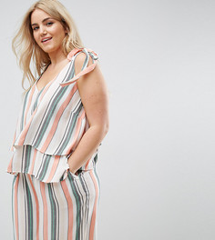 Двухслойный комбинируемый топ в полоску ASOS CURVE - Мульти