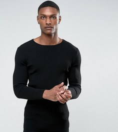 Черный длинный обтягивающий джемпер в рубчик ASOS TALL - Черный