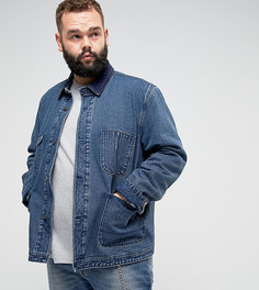 Джинсовая куртка с вельветовым воротником ASOS PLUS - Синий