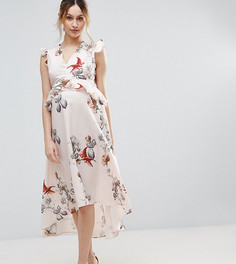 Платье миди с цветочным принтом и асимметричным краем Hope &amp; Ivy Maternity - Мульти