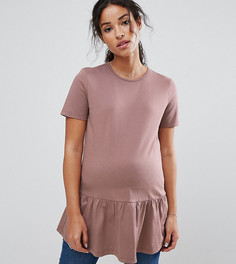 Топ с оборкой и короткими рукавами ASOS Maternity - Коричневый