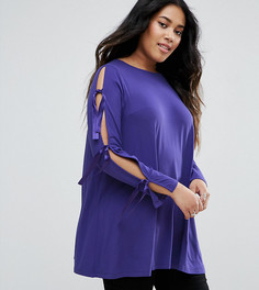 Длинный топ с бантиками на рукавах ASOS CURVE - Фиолетовый
