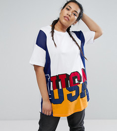 Футболка из смешанной ткани с принтом ASOS CURVE - Мульти