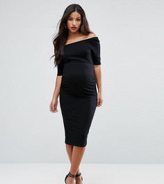 Платье с открытыми плечами для беременных ASOS Maternity - Черный