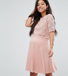 Короткое приталенное платье в два слоя с кружевом ASOS Maternity NURSING - Розовый