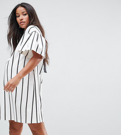 Платье в полоску с короткими рукавами ASOS Maternity - Белый