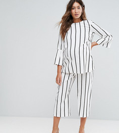 Широкие комбинируемые брюки в полоску ASOS Maternity - Белый
