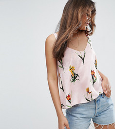 Свободный атласный топ с цветочным принтом ASOS TALL - Мульти