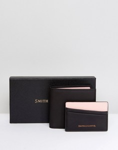 Набор из кожаных бумажника и визитницы Smith And Canova - Черный