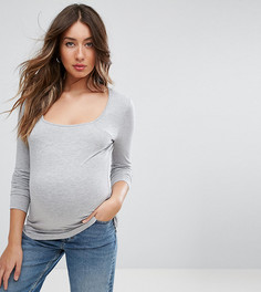 Топ с квадратным вырезом и длинными рукавами ASOS Maternity - Серый