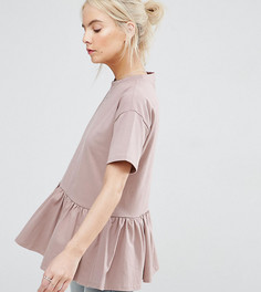 Повседневный топ с присборенной юбкой ASOS PETITE - Коричневый