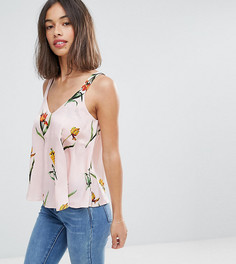 Атласный топ с цветочным принтом ASOS PETITE - Мульти