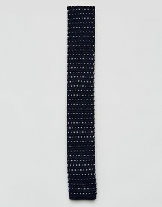 Трикотажный галстук с узором 7X - Темно-синий