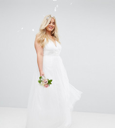 Платье для выпускного макси из тюля ASOS CURVE BRIDAL - Белый