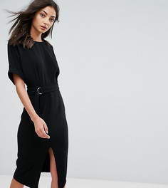Тканое платье миди с D-образным кольцом ASOS TALL - Черный