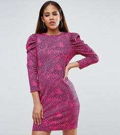 Платье мини из крепа с анималистичным принтом ASOS TALL - Розовый