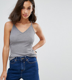 Топ в рубчик на тонких бретельках ASOS PETITE - Серый