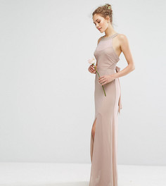 Шифоновое платье макси с отделкой в цвет и завязкой TFNC WEDDING - Коричневый
