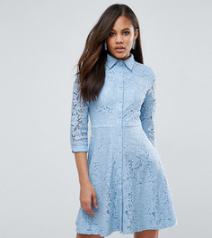 Приталенное платье-рубашка из кружева City Goddess Tall - Синий