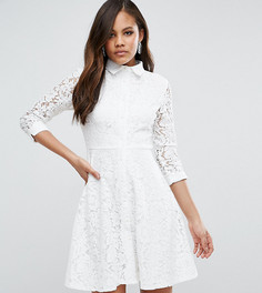 Приталенное платье-рубашка из кружева City Goddess Tall - Белый