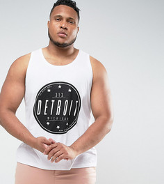 Свободная майка с принтом Detroit ASOS PLUS - Белый