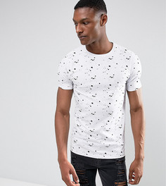 Обтягивающая футболка с принтом в виде брызг ASOS TALL - Белый
