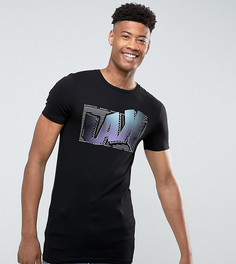 Длинная облегающая футболка с принтом ASOS TALL - Черный