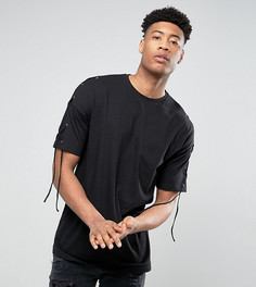 Оверсайз-рубашка с люверсами и шнуровкой ASOS TALL - Черный