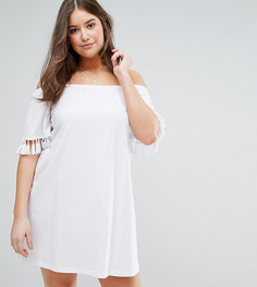Сарафан с открытыми плечами и кисточками ASOS CURVE - Белый