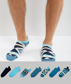 7 пар низких носков с ацтекским узором ASOS - Синий