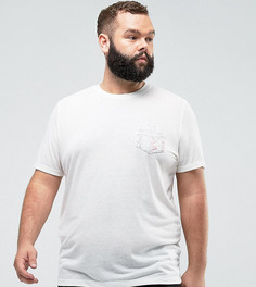 Футболка с добавлением льна и ацтекским принтом на кармане ASOS PLUS - Белый