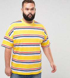 Желтая футболка оверсайз в полоску ASOS PLUS - Желтый