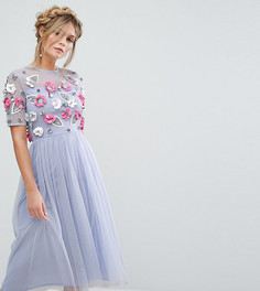 Платье миди с отделкой 3D Lace &amp; Beads - Розовый
