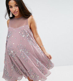 Платье-трапеция мини с отделкой ASOS Maternity - Розовый