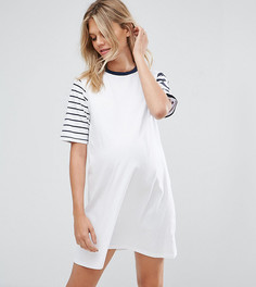 Трикотажное платье в полоску ASOS Maternity - Белый