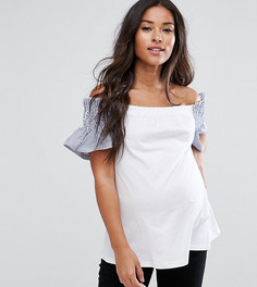 Футболка с присборенными рукавами ASOS Maternity - Белый