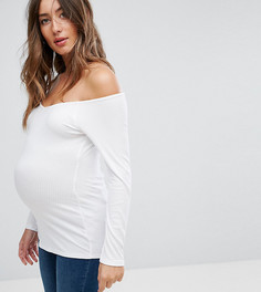 Топ в рубчик с открытыми плечами ASOS Maternity - Белый