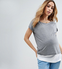 Двухслойная футболка для кормящих мам ASOS Maternity PETITE NURSING - Серый