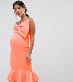 Платье миди с баской и бантом ASOS Maternity - Оранжевый