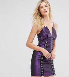 Платье мини в стиле 80-х с эффектом металлик и крючками эксклюзивно для ASOS TALL - Фиолетовый