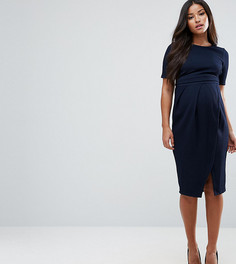 Двухслойное фактурное платье в строгом стиле ASOS Maternity - Темно-синий