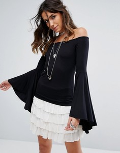 Топ с расклешенными рукавами Free People - Черный