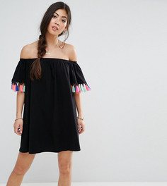 Сарафан с открытыми плечами и разноцветными кисточками ASOS PETITE - Черный