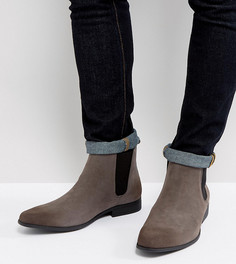 Серые ботинки челси для широкой стопы из искусственной замши ASOS - Серый