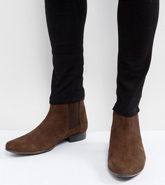Коричневые замшевые ботинки челси для широкой стопы ASOS - Коричневый