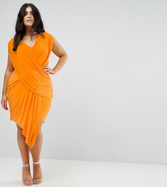 Драпированное платье с асимметричным подолом Club L Plus - Оранжевый