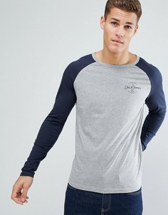 Футболка с рукавами реглан и принтом на груди Jack and Jones - Серый